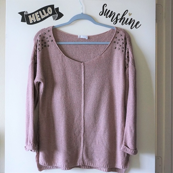 Promod Sweaters - Blush Pink Brass Star Detail Loose Light Sweater L